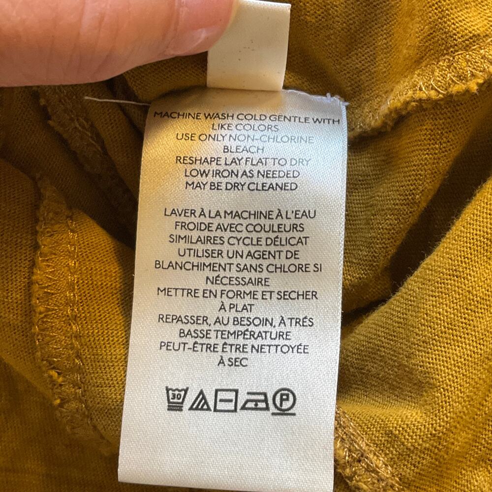 Anthropologie Top Womens Small Mustard Yellow Cotton Ruffle V Neck Long Sleeve - Picture 7 of 10
